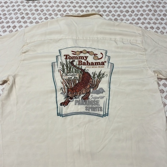 VTG Tommy Bahama Silk Paradise Spirits Tiger The Cocktail With Bite Camp Shirt - Picture 4 of 11